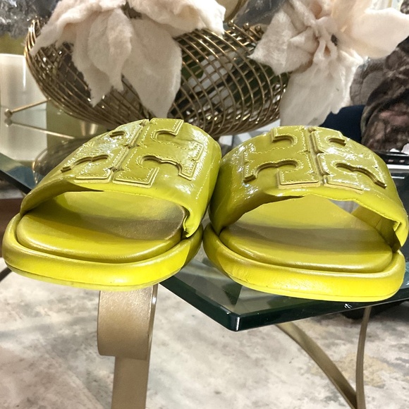 Tory Burch double -T leather sport slide sandals in lime color Size 9M - Picture 15 of 16